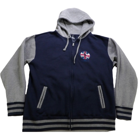 Disney Other - Disney Epcot United Kingdom Mickey Hoodie Jacket Men XL Blue Full Zip Logo Parks